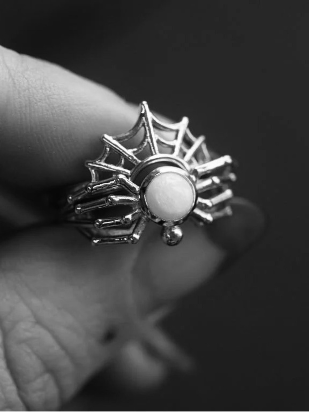 Margaret Cross Silver Spider Gem Ring